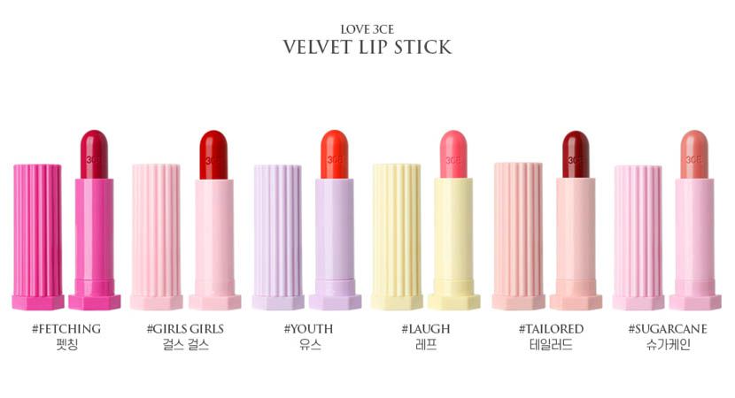 Bảng màu son Love 3CE Velvet Lip Stick (bản full)